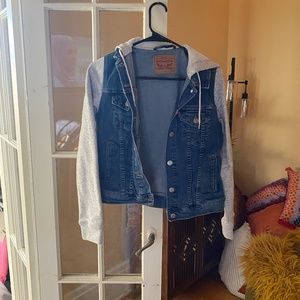 VINTAGE LEVIS LEVI BRAND JEAN JACKET SHACKET HOODIE PULLOVER LAYER